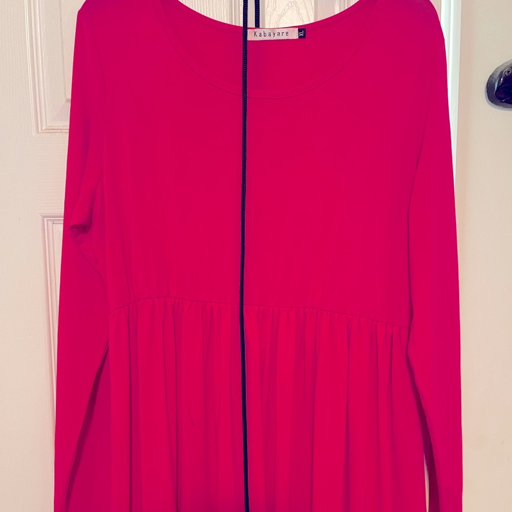 Hot pink long sleeve maxi dress